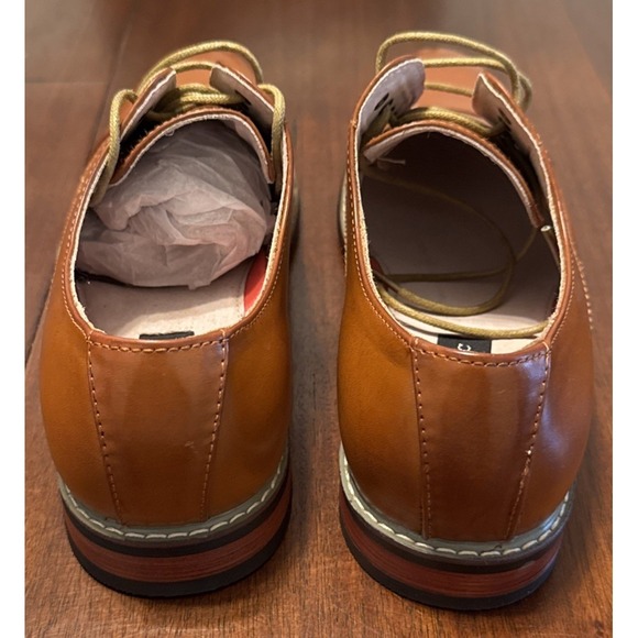Bruno Marc Men\'s 10.5W Cognac Cap Toe Oxford Dress Shoes Wide PRINCEWIDE-6 main image 6